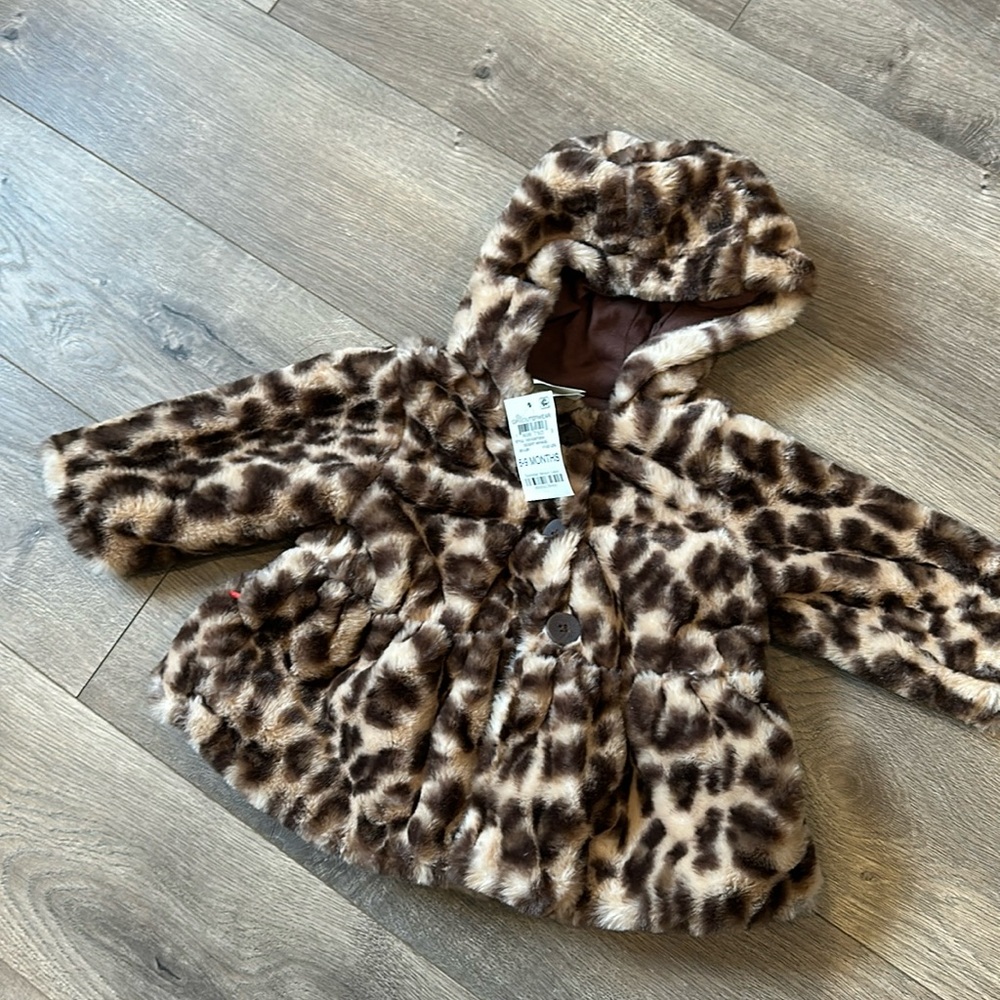 First Impressions leopard coat 6-9 months